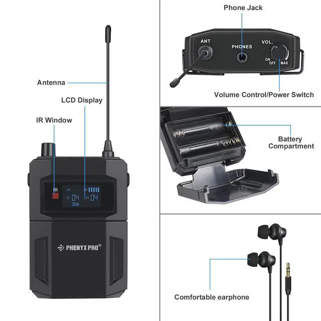 Alt view image 2 of 3 - PTM-11/PTM-22 Mono Wireless in Ear Monitor System Bodypack Receiver, Performance with Adjustable Frequencies