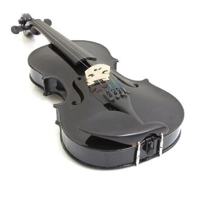 Alt view image 4 of 7 - Violin 4/4 Full Size Kit For Beginners - Hand Carved Acoustic Violins Set - Fiddle Solid Wood Kit with Hard Case, Bow, Rosin, Shoulder Rest, Bridge and Extra Strings (Black)