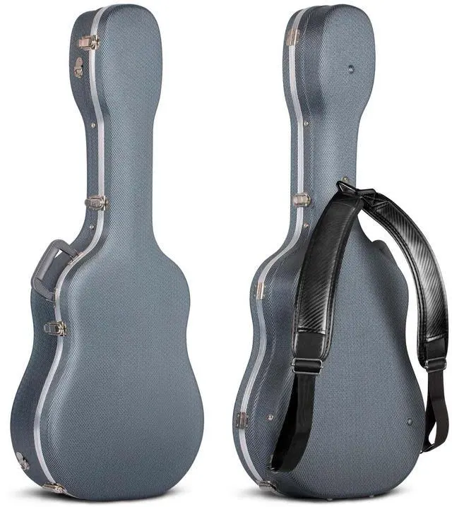 Main image of Acoustic Guitar Case ABS Waterproof Hard Case 41 Inch Gig Bag 0.6 Inch Thick Padding for Acoustic Classical Guitars, Navy CY0247