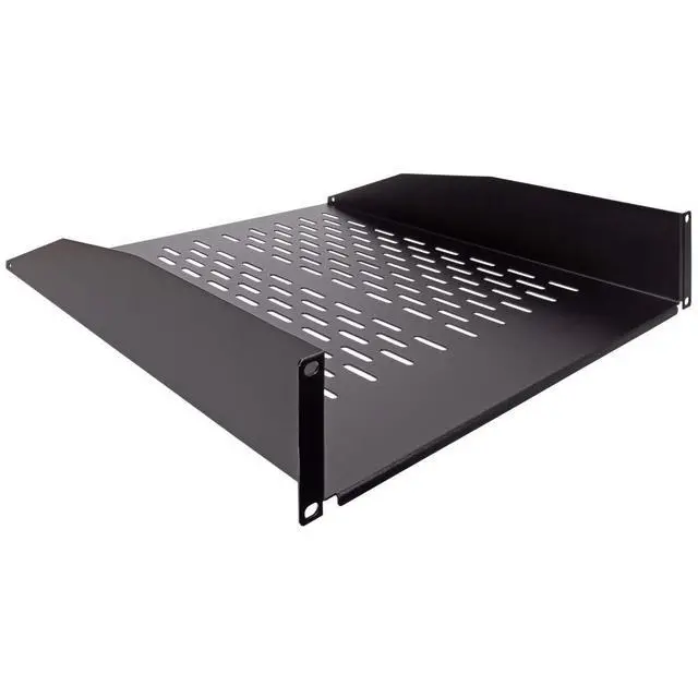 Alt view image 2 of 6 - 2U 19-Inch Universal Vented Rack Mount Cantilever Fixed Server Cabinet Shelf 18-Inches Deep Black