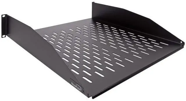 Main image of 2U 19-Inch Universal Vented Rack Mount Cantilever Fixed Server Cabinet Shelf 18-Inches Deep Black