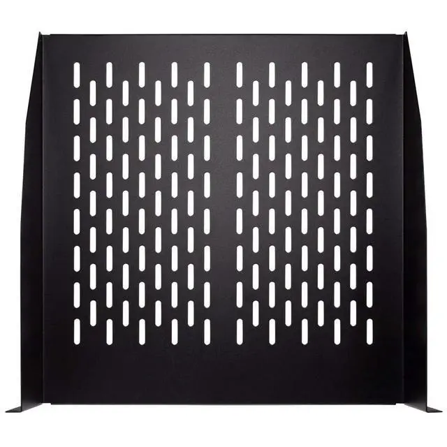 Alt view image 3 of 6 - 2U 19-Inch Universal Vented Rack Mount Cantilever Fixed Server Cabinet Shelf 18-Inches Deep Black
