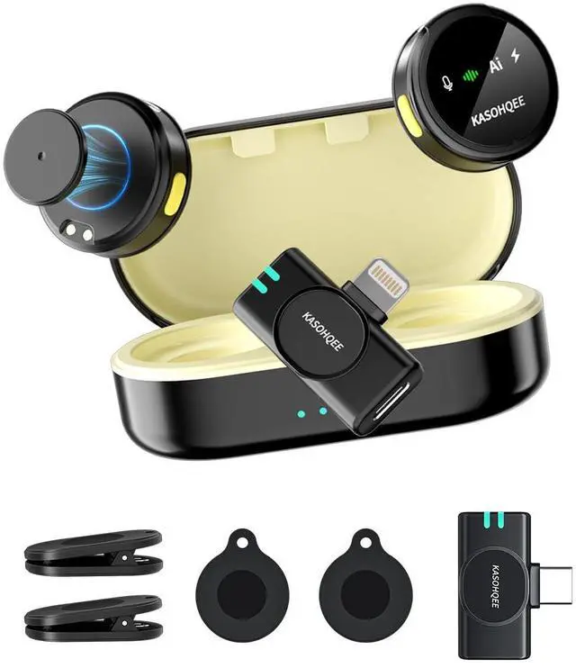 Main image of Wireless Lavalier Microphone for iPhone 17/16/15/14, iPad & Android, Magnetic Clip-on Mini Mic with Charging Case,30H Playtime Plug-Play Lapel Lavalier Mic for Vlog TikTok, AI Noise Reduction