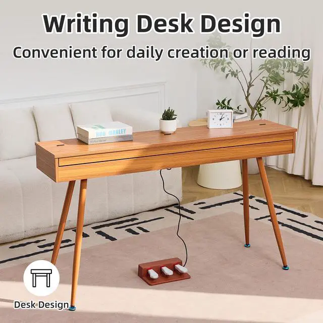 Alt view image 4 of 7 - 88 Key Digital Piano, Hammer-Action Full Size Weighted Keyboard, Transforms Between Desk Cover Electric Piano and Vanity, Piano Keyboard with Stand, 25Wx2 Speakers, Three Pedal