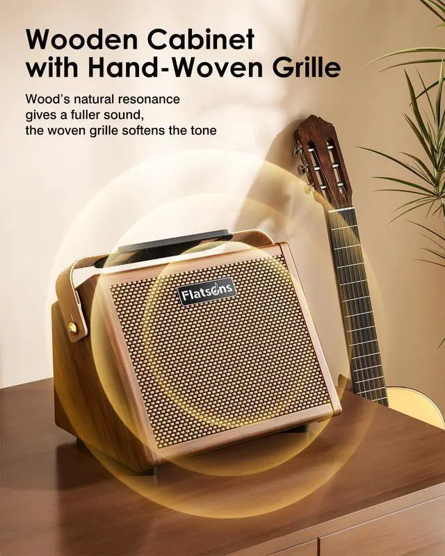 Alt view image 6 of 7 - Crush20 Acoustic Guitar Amp, 20W Mic/Guitar Amplifier with Reverb, 2-Band EQ, Rechargeable 8H Battery Life, Advanced Dual-chip Wireless Portable Speaker for 6.35mm Microphone/Acoustic Guitars