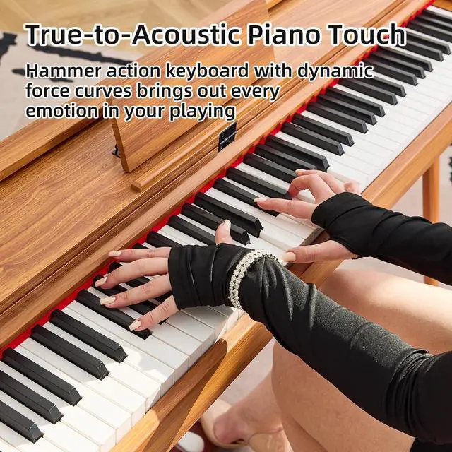 Alt view image 7 of 7 - 88 Key Digital Piano, Hammer-Action Full Size Weighted Keyboard, Transforms Between Desk Cover Electric Piano and Vanity, Piano Keyboard with Stand, 25Wx2 Speakers, Three Pedal