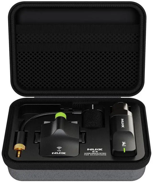 Main image of B-6 Saxophone Wireless System with Charging Case,Operation Range of 20 Meters,High-Resolution 24- bit/44.1kHz Audio,2.4GHz Wireless Saxophone Microphone