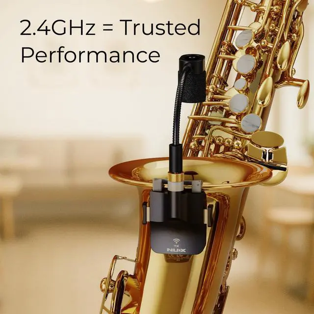 Alt view image 4 of 7 - B-6 Saxophone Wireless System with Charging Case,Operation Range of 20 Meters,High-Resolution 24- bit/44.1kHz Audio,2.4GHz Wireless Saxophone Microphone