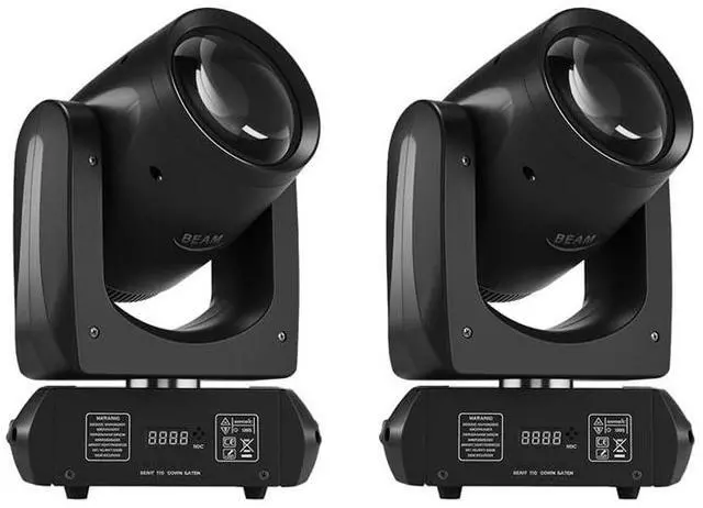 Main image of 160W Moving Head Beam Light, DMX DJ Stage Light | 18-Facet Prism, 12 Gobos & 15 Colors, Sound Activated LED Beam Effect for Clubs, Bars, Parties and Stage Shows, 2 Pcs