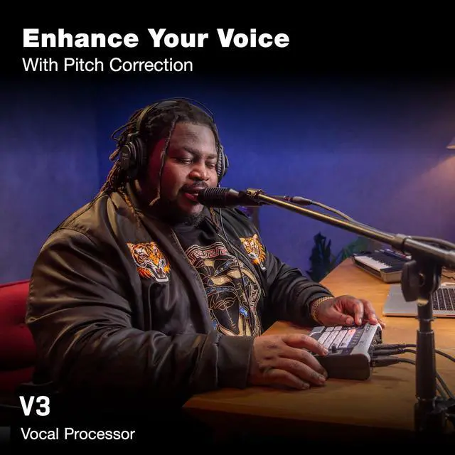 Alt view image 2 of 7 - V3 Vocal Processor for Streaming & Live Performance with Harmony, Pitch Correction, Reverb & Delay, 16 Studio Effects, Battery Powered