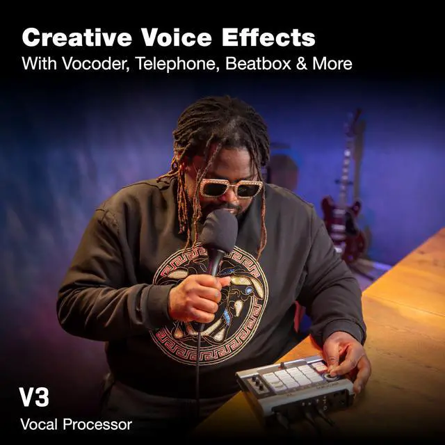 Alt view image 4 of 7 - V3 Vocal Processor for Streaming & Live Performance with Harmony, Pitch Correction, Reverb & Delay, 16 Studio Effects, Battery Powered