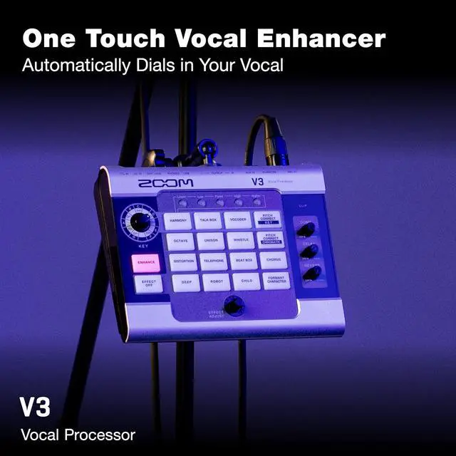 Alt view image 6 of 7 - V3 Vocal Processor for Streaming & Live Performance with Harmony, Pitch Correction, Reverb & Delay, 16 Studio Effects, Battery Powered