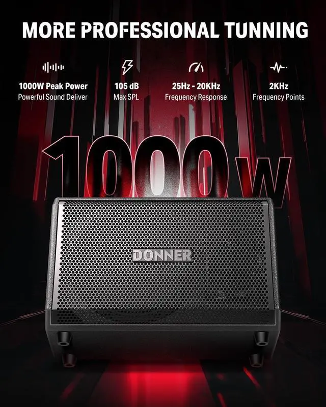 Alt view image 3 of 7 - Electric Drum Amp 200W, Peak Power 1000-Watt Wireless Professional Electronic Drum Amplifier Portable for Multi-Scene Use DDA-1000