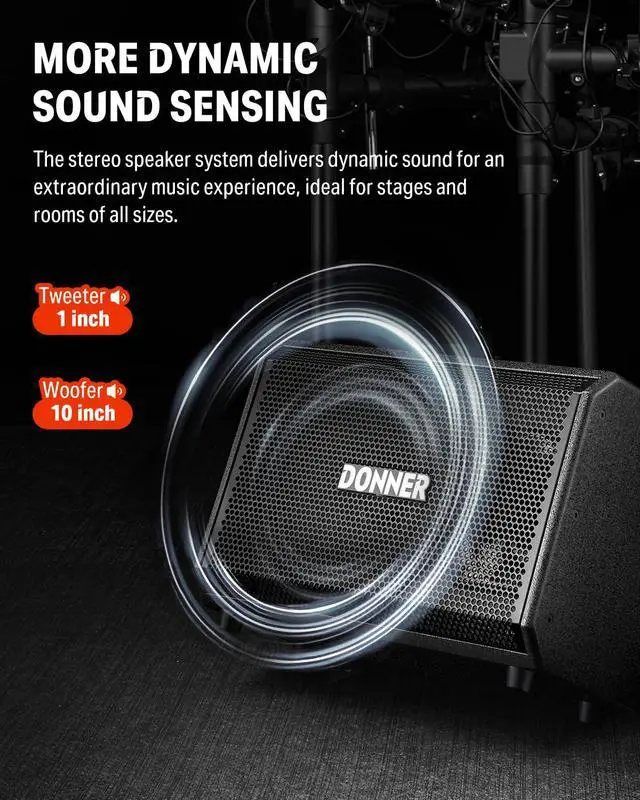 Alt view image 4 of 7 - Electric Drum Amp 200W, Peak Power 1000-Watt Wireless Professional Electronic Drum Amplifier Portable for Multi-Scene Use DDA-1000