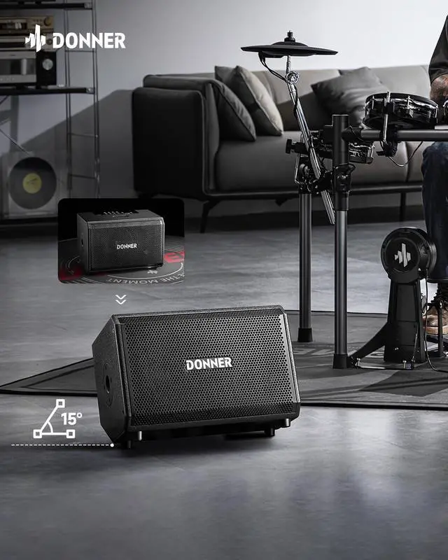 Alt view image 7 of 7 - Electric Drum Amp 200W, Peak Power 1000-Watt Wireless Professional Electronic Drum Amplifier Portable for Multi-Scene Use DDA-1000