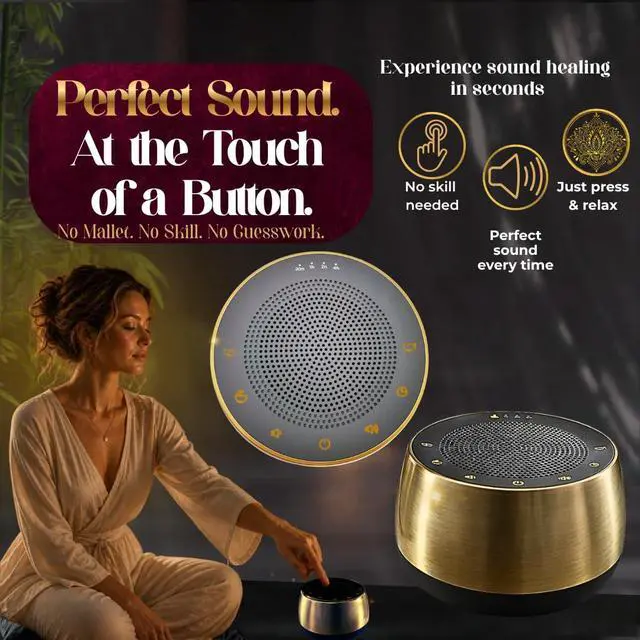 Alt view image 3 of 7 - Automatic Singing Bowl Machine for Meditation, Yoga & Massage Rechargeable Electronic Sound Bowl with 8 Tones, Timer, Volume Control and USB-C
