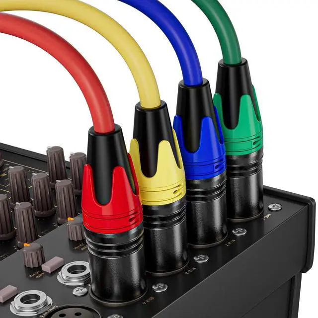 Alt view image 4 of 7 - 4Pack-50FT XLR Male to XLR Female Cables, Professional Balanced Microphone Lead, Extension Mic Cable Cord (Blue, Red, Blue, Yellow)