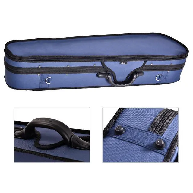 Alt view image 6 of 7 - 4/4 Full Size Violin Hard Case Basic Professional Triangular Shape Backpack, Super Light Suspension, Blue