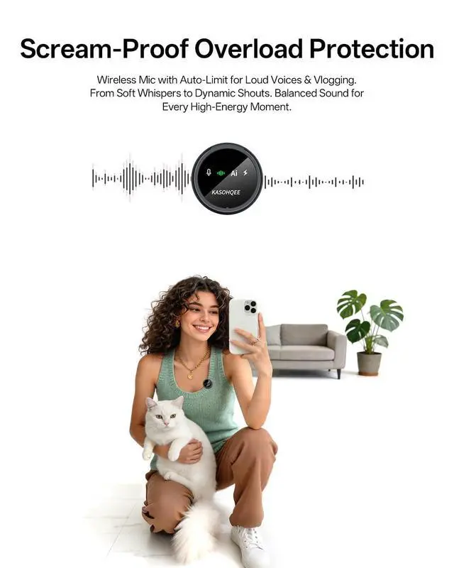 Alt view image 4 of 7 - Wireless Lavalier Microphone for iPhone 17/16/15/14, iPad & Android, Magnetic Clip-on Mini Mic with Charging Case,30H Playtime Plug-Play Lapel Lavalier Mic for Vlog TikTok, AI Noise Reduction