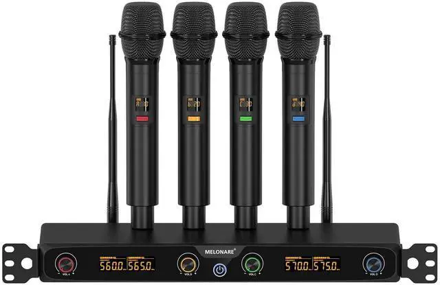 Main image of 4-Channel UHF Rackmount Wireless Microphone System MWM-41F | 4 Dynamic Handheld Mics, 4 x 10 Frequencies, 260 ft Range, Live Vocals, Karaoke, Worship Services, DJ Events