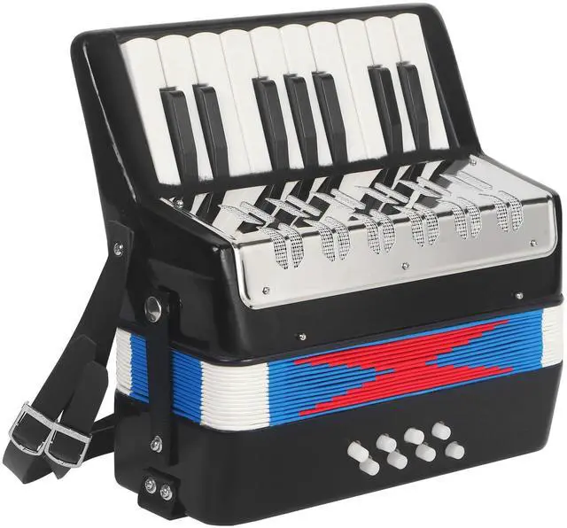 Main image of 17 Key Piano Accordion, Lightweight & Compact Acordeon, Celluloid Accordions Brighter and Pure Tone than Plastic, Durable Metal Cover with Straps, Manual for Adult Beginners Acordeón (Black)