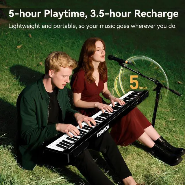 Alt view image 7 of 7 - Portable Piano Keyboard 88 Keys: Semi-Weighted Folding Digital Piano Bluetooth, 128 Tones & Silent Mode Electric Folding Piano Kit for Adult