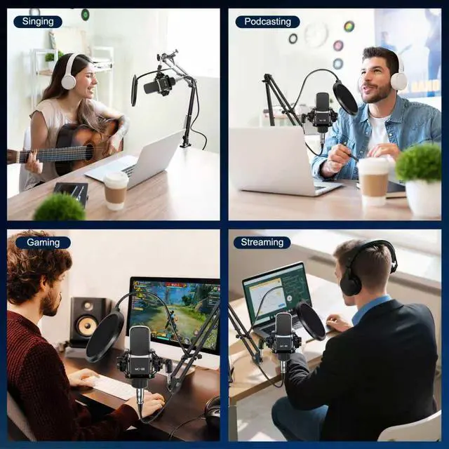 Alt view image 6 of 7 - Podcast Equipment Bundle for 2, P99 Recording Studio Equipment | Podcast Microphone Bundle with Voice Changer, Audio Interface for Podcasting, Recording, Streaming, Gaming, Tiktok, Youtube