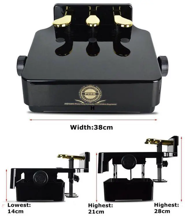 Alt view image 3 of 6 - Adjustable Piano Pedal Extender Bench for Kids, Design with 3 Pedal (Black)