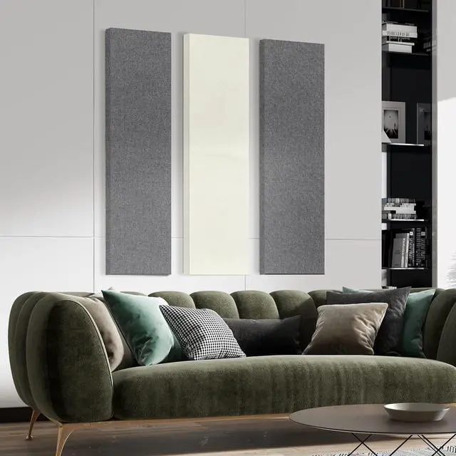 Alt view image 4 of 7 - 2 PCS Fiberglass Acoustic Panels, 48x12x2 Inches Sound Absorbing Panels, Sound Proof Panels for Studios, Office, Home Theater. (Off White)