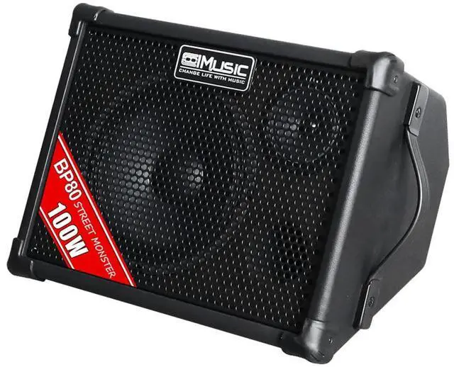 Main image of BP80 Battery Powered Acoustic Guitar Amplifier- Portable Bluetooth Speaker 100W, 6 Inputs,3 Band EQ,Black()