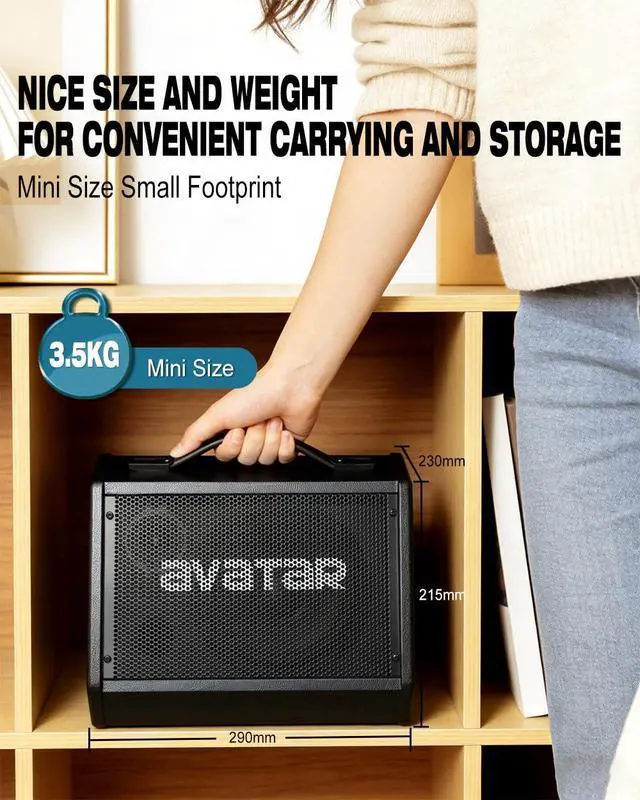 Alt view image 6 of 6 - Avatar Electric Drum Amp 20W Edrums Ampplifier for Home Practice | Peak Power 50W Personal Monitor Speaker with 3-Band EQ, Bluetooth 5.3, Cable Included