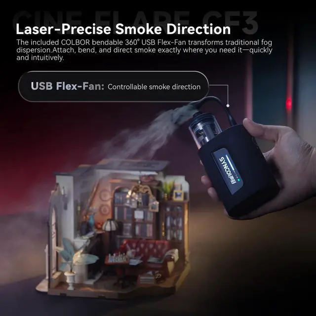 Alt view image 4 of 7 - CF3 Portable Fog Machine 40W, Mini Handheld Smoke Machine for Photography Cineflare-Engineered Safe, Small Fogger Maker for Indoor Outdoor Halloween Party Cosplay,Streaming,Weddings,Stage