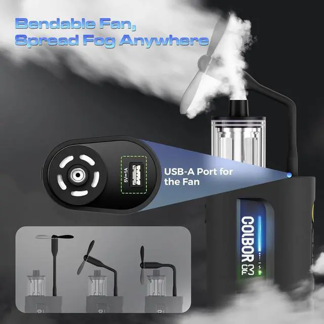 Alt view image 5 of 7 - CF3 Portable Fog Machine, Mini Handheld Smoke Machine for Photography with Magnetic RGB Color Lights Effect Remote Control Fogger for Indoor Outdoor Christmas Party Cosplay
