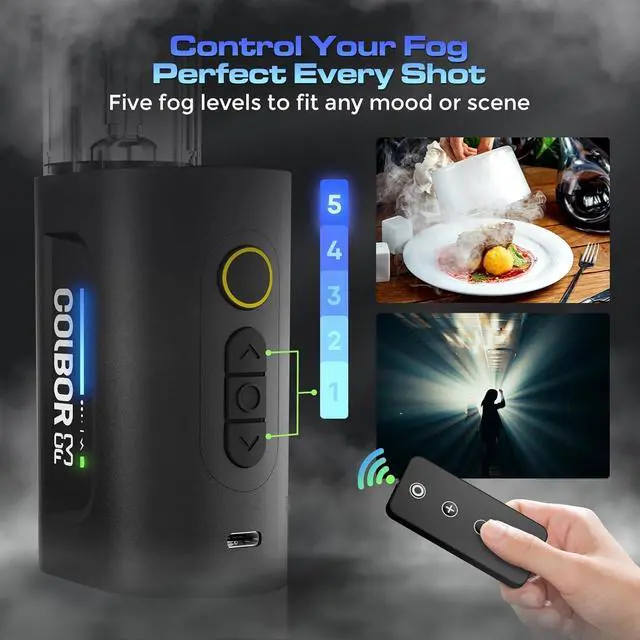 Alt view image 3 of 7 - CF3 Portable Fog Machine, Mini Handheld Smoke Machine for Photography with Magnetic RGB Color Lights Effect Remote Control Fogger for Indoor Outdoor Christmas Party Cosplay