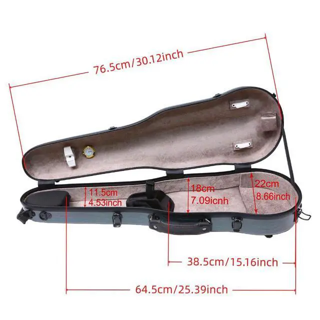 Alt view image 2 of 7 - Dazzling Hard Shell Violin Case 4/4 Full Size Strong Light Flight Carbon Fiber Violin Box with Straps Travel Violin Case (Multicolored)