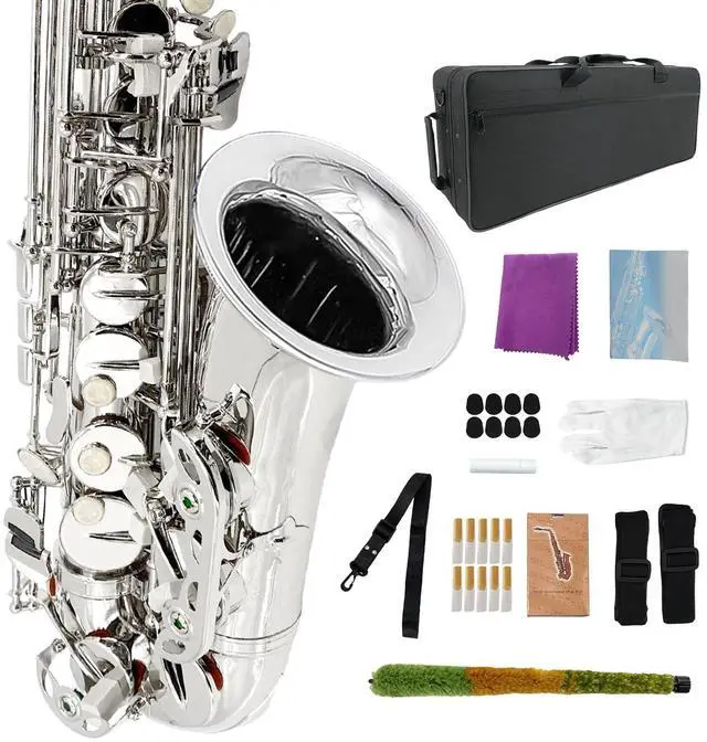 Main image of Student Eb Alto Saxophone E Flat for Beginners Sax Full Kit with Pads Cushions,Hard Carrying Case,Neck Strap,Reeds,Cleaning Cloth & Rod,Mouthpiece,Gloves