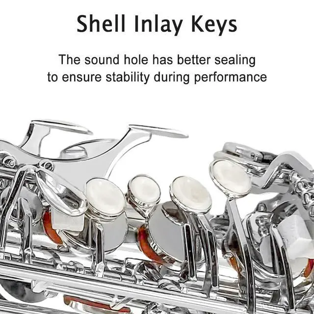 Alt view image 3 of 6 - Student Eb Alto Saxophone E Flat for Beginners Sax Full Kit with Pads Cushions,Hard Carrying Case,Neck Strap,Reeds,Cleaning Cloth & Rod,Mouthpiece,Gloves