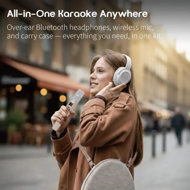 Alt view image 7 of 7 - K3 Wireless Karaoke Headphones with Mic, Sing Anytime on YouTube, Spotify, TikTok, Smule or StarMaker, Patented AI Vocal Removal, Private Mode, Duet, Echo & Key Control, Bluetooth, Carry Case