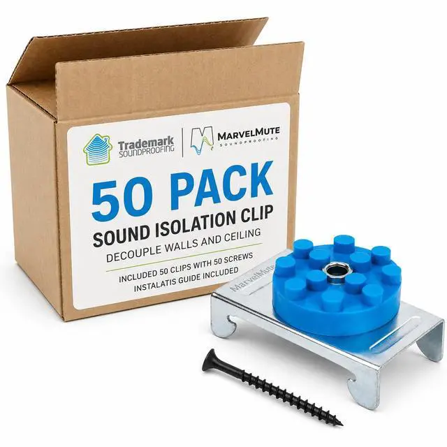 Alt view image 2 of 6 - Sound Isolation Clips - Resilient Soundproofing Clips for Walls and Ceilings, UL Classified, Decouples Drywall from Studs, Mounting Screws Included - 50 Pack Covers 210 SF