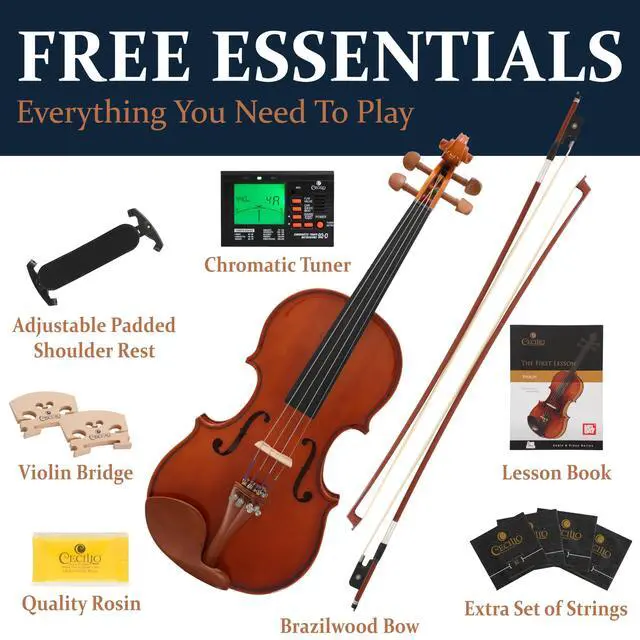 Alt view image 6 of 7 - 1/2 Size Acoustic Violin, Solid Spruce Maple Body Beginner Kit