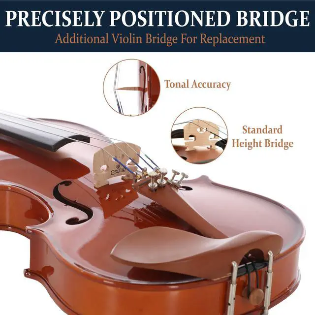 Alt view image 5 of 7 - 1/2 Size Acoustic Violin, Solid Spruce Maple Body Beginner Kit
