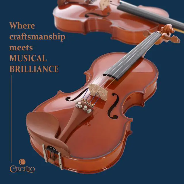 Alt view image 5 of 7 - 1/4 Size Acoustic Violin Set, Solid Wood Body with Bow & Case