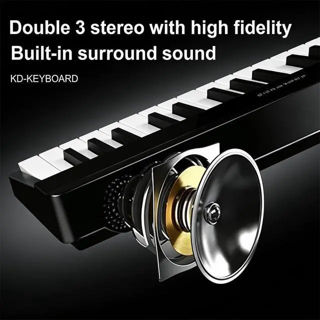 Alt view image 4 of 6 - Coolmusic Folding Piano Keyboard 88 Keys, Portable Electric Keyboard with MIDI, Full Size Digital Piano, Wood Grain, Semi-Weighted, Rechargeable, with Storage Bag for Beginner