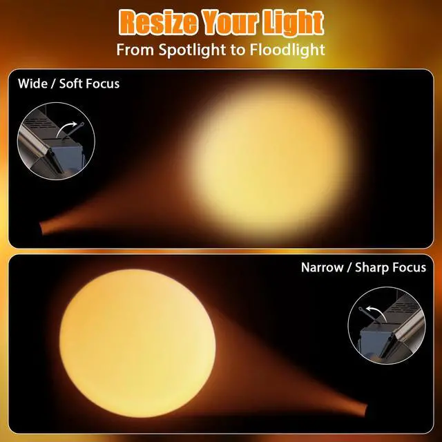 Alt view image 4 of 7 - LEKO Profile Stage Spotlights, 100W Cool & Warm White COB Lights,3200K-5600K, Zoom Control & DMX512 Par Ellipsidal Lights, 6CH Manual Focus LED Spotlights for Show Stage Event, 1 Pack