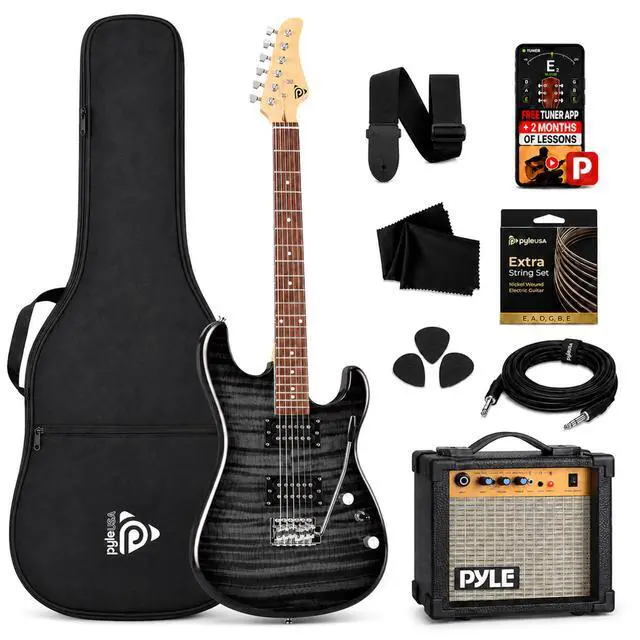 Main image of Electric Guitar Kit with Amp, Full Size Instrument with Humbucker Pickups, Guitarra Electrica Amplifier and Beginner Bundle Accessories, 39" (Legacy Black)