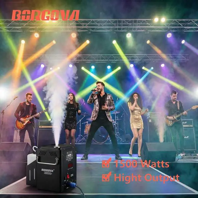 Alt view image 2 of 7 - Vertical 1500W DMX Fog Machine with Wireless Remote Timer | 1.2L Tank, 2-3 Min Warm-Up, 30ft Fog Reach, 160ft Remote, Perfect for Stage DJ Halloween Party Effects