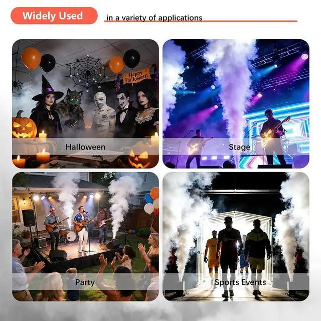 Alt view image 4 of 7 - Vertical 1500W DMX Fog Machine with Wireless Remote Timer | 1.2L Tank, 2-3 Min Warm-Up, 30ft Fog Reach, 160ft Remote, Perfect for Stage DJ Halloween Party Effects