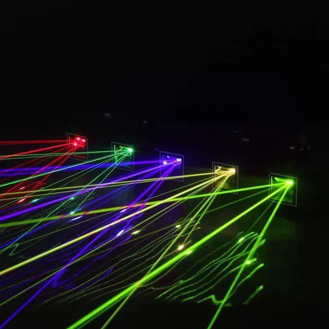 Alt view image 2 of 7 - DJ Laser Light, 5 Beam Effect Sound Activated DJ Party Lights RGBYC LED Laser Light Show with DMX Control for Disco Dancing Birthday Bar Stage Lighting