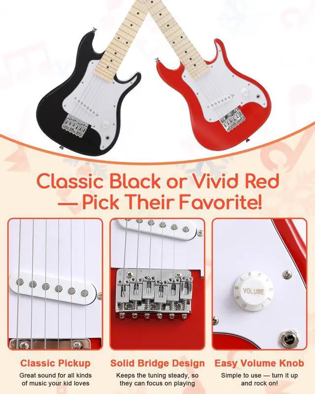 Alt view image 7 of 7 - UST-70 Kids Electric Guitar Beginner Kit with Amp, Ideal First Guitar for Starter, Lightweight 30 Inch Guitar for Boys and Girls, Fun Music Gift for Learning, Practice and Play at Home, Red