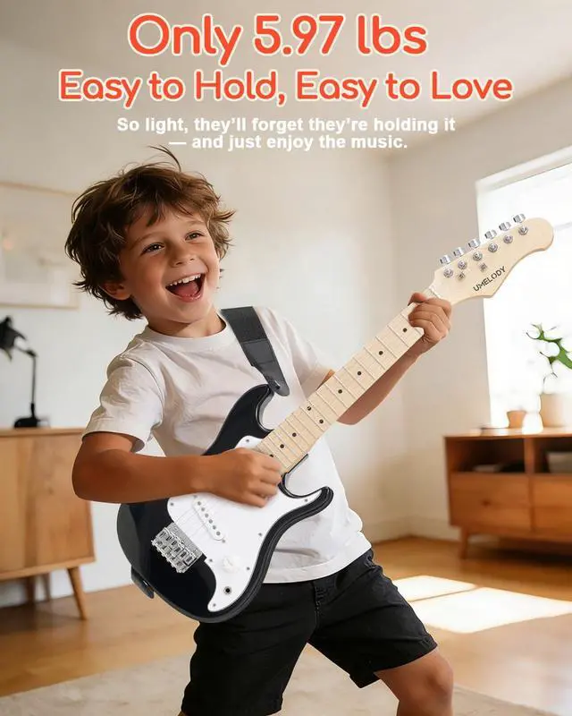 Alt view image 6 of 7 - UST-70 Kids Electric Guitar Beginner Kit with Amp, Ideal First Guitar for Starter, Lightweight 30 Inch Guitar for Boys and Girls, Fun Music Gift for Learning, Practice and Play at Home, Black